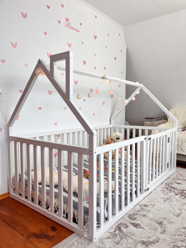 White Crib Floor Bed – Eco-Friendly Crib with Fall Protection (Model 21), фото 10