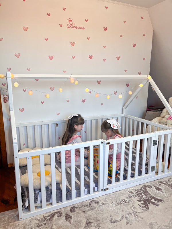 White Crib Floor Bed – Eco-Friendly Crib with Fall Protection (Model 21), фото 5