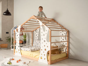 Montessori Platform Monkey Bed Kids Climbing Playhouse - Twin Floor Bed - Full Size Bed, photo 1