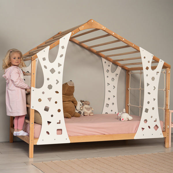 Montessori Climbing Bed for Kids - BUSYWOOD Monkey Bed with Legs and Slats - Toddler Bed, фото 13