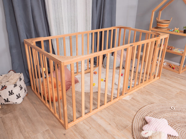 Wood Crib – Functional Wood Playpen Bed with Floor-Level Design (Model 6.3/20), фото 1