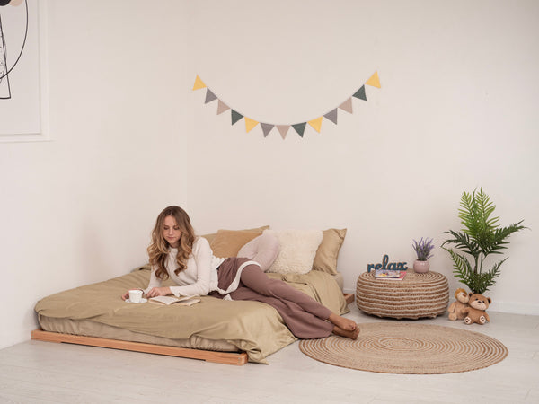 Loft Bed for Adults – Modern Wooden Bed for Adults (Zen Low Profile Bed), фото 1