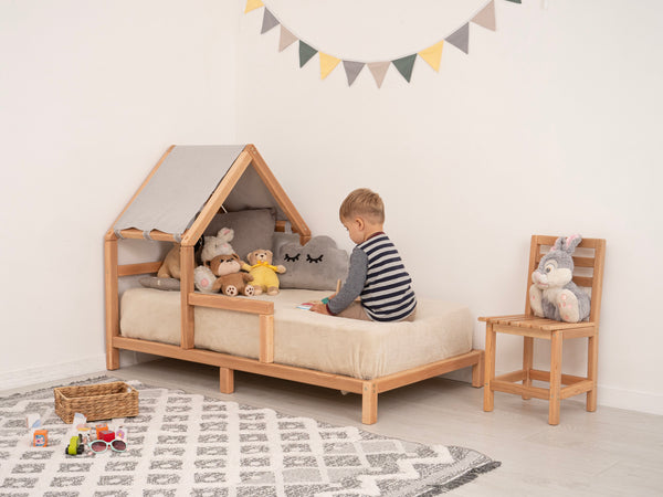 Headboard Bed with Grey Canopy, фото 7