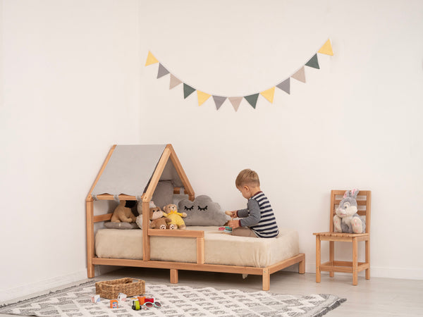 Headboard Bed with Grey Canopy, фото 10