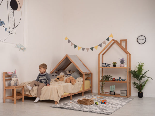 Headboard Bed with Grey Canopy, фото 5