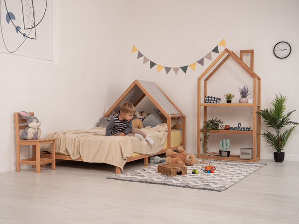 Headboard Bed with Grey Canopy, фото 6