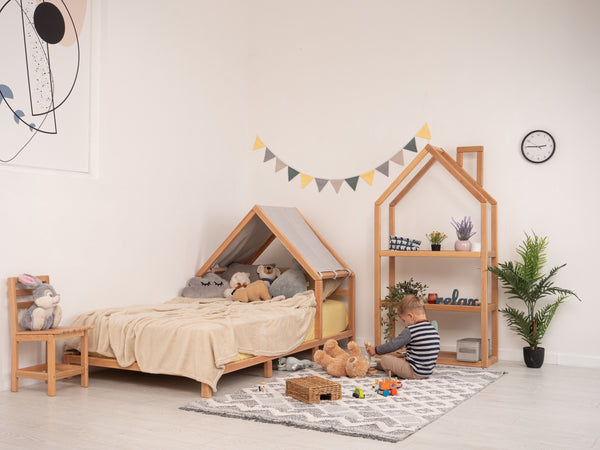 Headboard Bed with Grey Canopy, фото 1