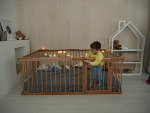 Modern Wooden Playpen for Toddler Transformable floor bed (Model 22), photo 1